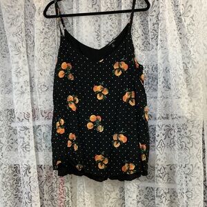 Black Polka Dot and Orange or Peach Print Women's Top